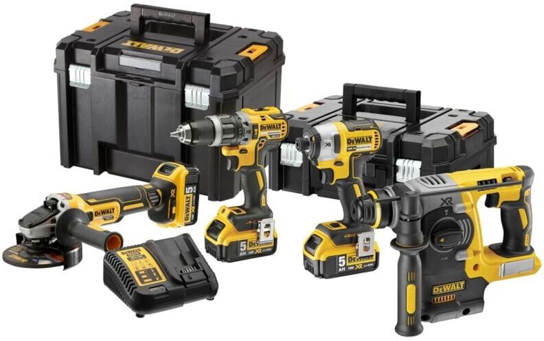 Dewalt - DCK422P3T 18V xr Brushless Combo Kit - 4pcs. with 3x 5.0Ah Batteries, Charger & 2x tstak Carrying Cases