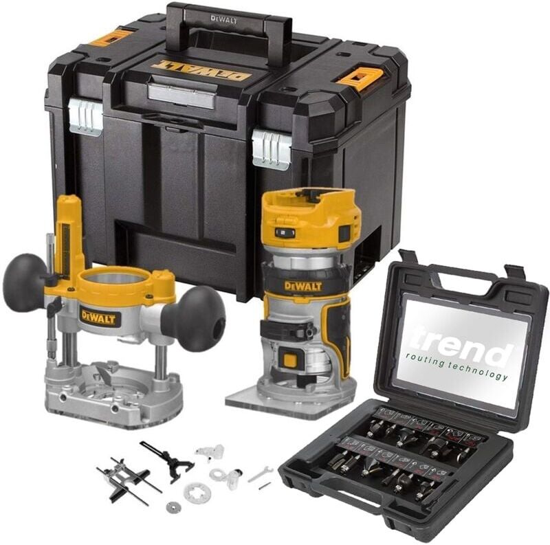 Dewalt DCW604NT 18v XR Brushless Cordless 1/4"" Router + Plunge Base + Trend Set