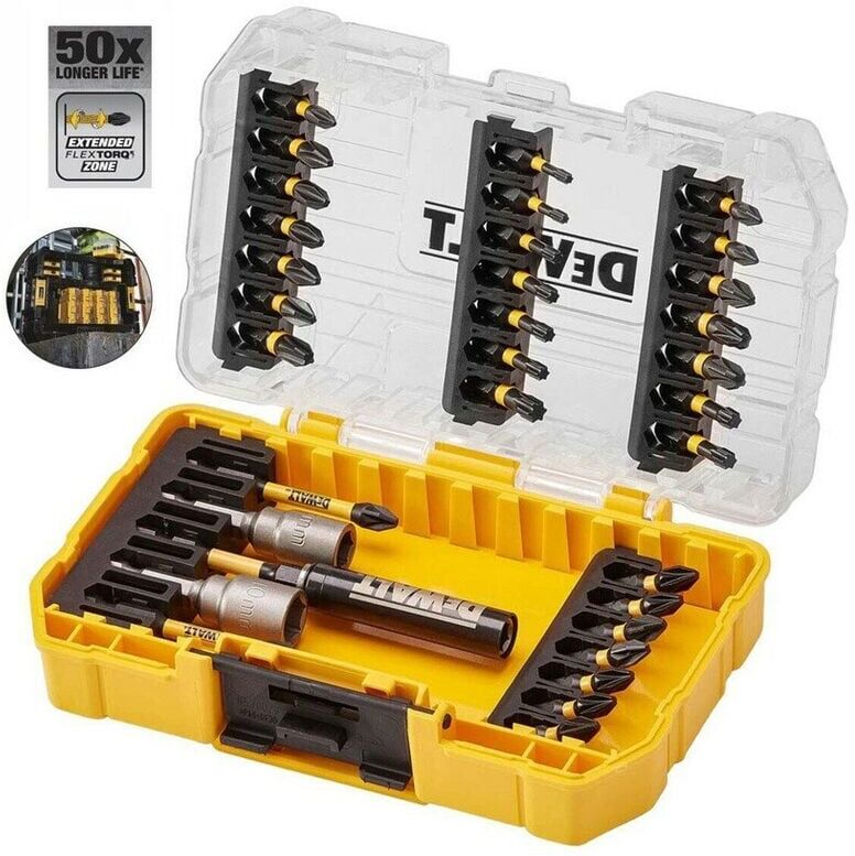 Dewalt 33 PC FLEXTORQ Screwdriver Impact Rated Screwdriver Bit Set + Tough Case