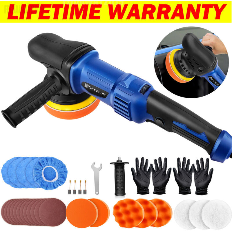 BRIEFNESS Dual Action Orbital 5inch Car Polisher Buffer Sander Polishing Machine Wax Pads