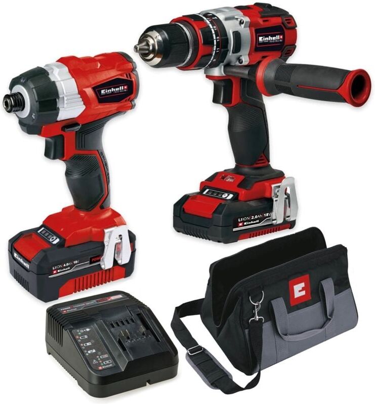 Einhell - Power x Change 18V Brushless Combi Hammer Drill + Impact Driver 4ah 2ah