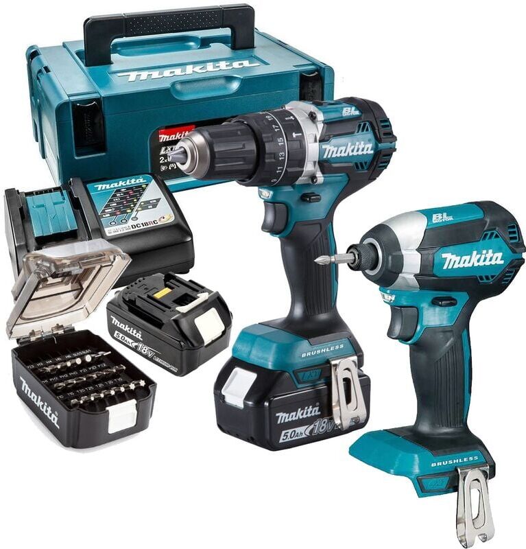 Makita - 18v DLX2180TJ Brushless Kit DHP484 Hammer Drill DTD153 Impact Driver +Set