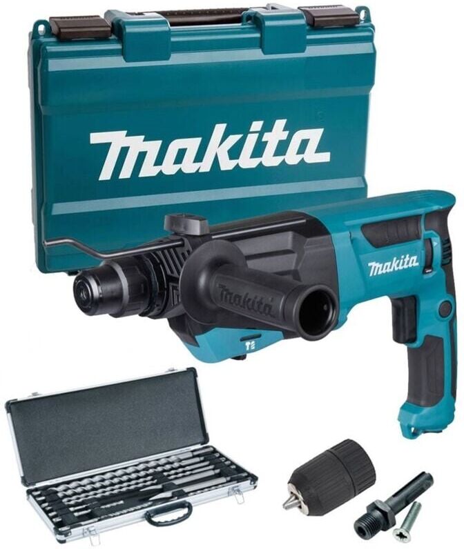 Makita 240v SDS + Rotary Hammer Drill HR2670 Heavy Duty + 10 SDS Bits + Chisels