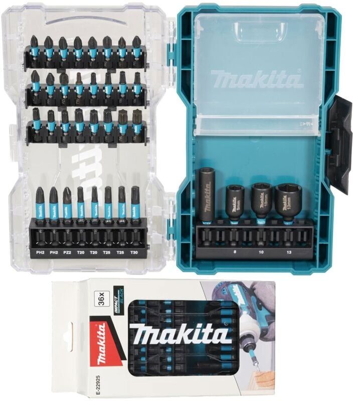 Makita 36 Piece Impact Black Screwdriver Bit Set Pozi Impact Driver Nutsetter