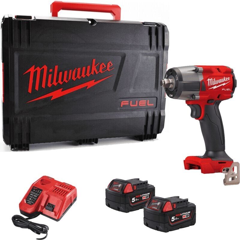 M18FMTIW2F12-502X Cordless 18V MidTorque 1/2' Friction Ring Impact Wrench Kit-2 x M18B5,M12-18FC & Dynacase 4933478451 - Milwaukee