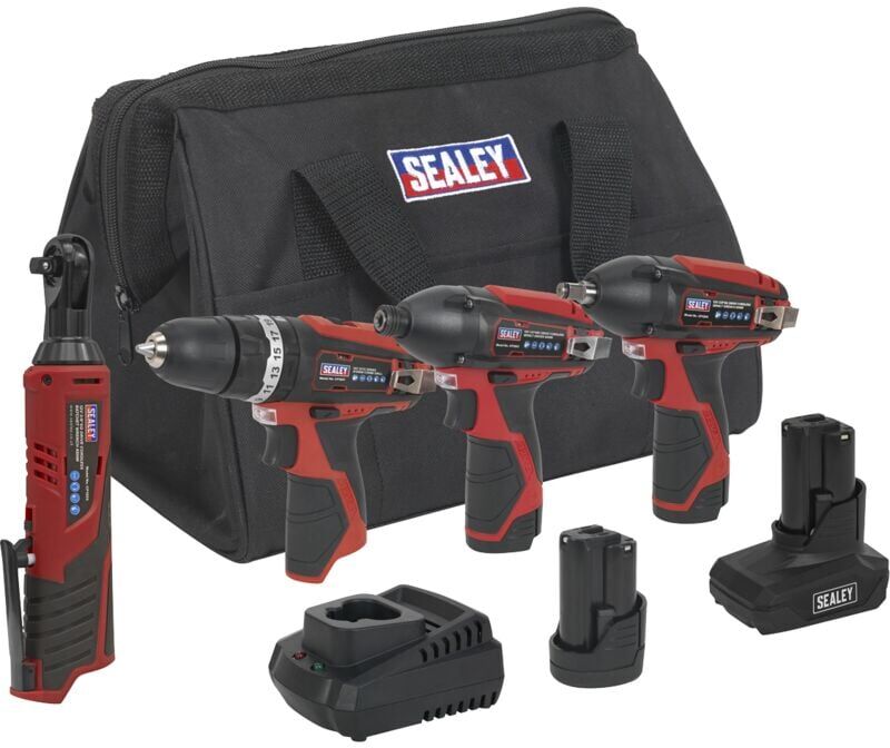 Sealey - CP1200COMBO 4 x SV12 Series Cordless Power Tool Kit 12V - 2 Batteries
