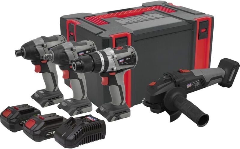 Sealey - 4 x 20V SV20 Series Brushless Tool Combo - 2 Batteries CP20VCOMBOX1