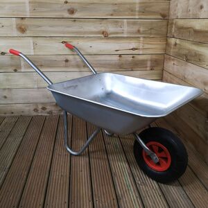 Samuel Alexander - 65 Litre 60kg Capacity Galvanised Metal Garden Wheelbarrow with Pneumatic Tyre