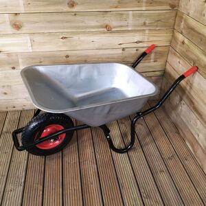 Samuel Alexander - 90 Litre 150kg Capacity Heavy Duty Galvanised Metal Garden Wheelbarrow with Pneumatic Tyre