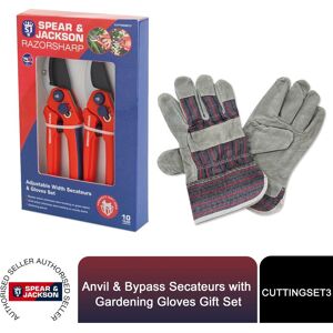 Spear & Jackson Spear&jackson - Gift Set of Anvil & Bypass Secateurs with Gardening Gloves