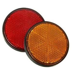 WOOSIEN 2pcs 2inch Round Red And Orange Reflectors Universal For Motorcycle Atv Bike Dirt Bike