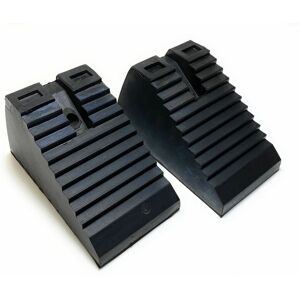 On1shelf - 2x Rubber Wheel Chock Heavy Duty Blocks for Vehicles, Cars, Caravan, Trailer 1.3kg - Black