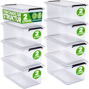 Deuba - Storage Box With Click Closure Secure Lid 2 Litre and 5 Litre bpa Free Food-Safe Plastic Boxes Small Stackable Transparent Organisers for