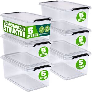 DEUBA® Storage Box With Click Closure Secure Lid 2 Litre and 5 Litre BPA Free Food-Safe Plastic Boxes Small Stackable Transparent Organisers for