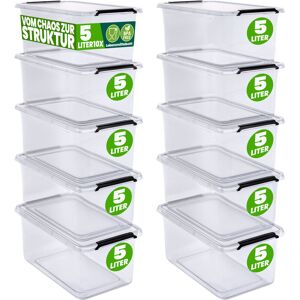 Deuba - Storage Box With Click Closure Secure Lid 2 Litre and 5 Litre bpa Free Food-Safe Plastic Boxes Small Stackable Transparent Organisers for