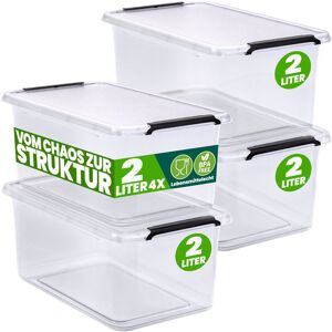 Deuba - Storage Box With Click Closure Secure Lid 2 Litre and 5 Litre bpa Free Food-Safe Plastic Boxes Small Stackable Transparent Organisers for