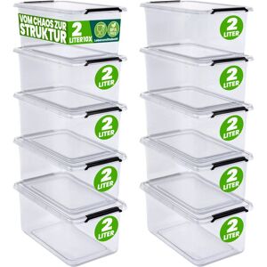 Deuba - Storage Box With Click Closure Secure Lid 2 Litre and 5 Litre bpa Free Food-Safe Plastic Boxes Small Stackable Transparent Organisers for