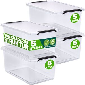 Deuba Storage Box With Click Closure Secure Lid 2 Litre and 5 Litre bpa Free Food-Safe Plastic Boxes Small Stackable Transparent Organisers for Kitchen