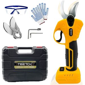 TEETOK Electric secateurs,21V Cordless Pruning Shears 30mm Electric One-Hand Woodworking Wood Cutter Pruner With 2x SK5 original blades(Not Included