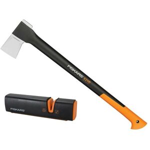 L-X21 122473 Splitting Axe 1.6kg 3.5lbSoft Grip FSK1015642 & Sharpener - Fiskars