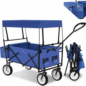 TECTAKE Garden trolley foldable incl. carry bag, 80kg load capacity - garden cart, beach trolley, trolley cart - blue - blue