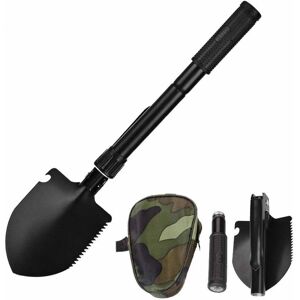 TINOR Folding Shovel - Mini Survival Shovel Multifunctional Spade Portable Entrenching Tool for Off Road, Nylon Carry Case, Camping, Gardening, Beach,