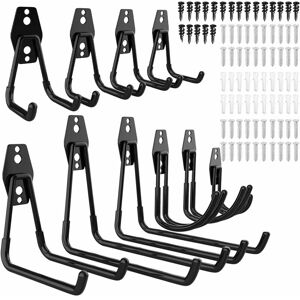 NORCKS Garage Hooks, 10 Pack Heavy Duty Garage Storage Hooks Steel Tool Hangers for Garage Wall Mount Utility Hooks and Hangers with Anti-Slip