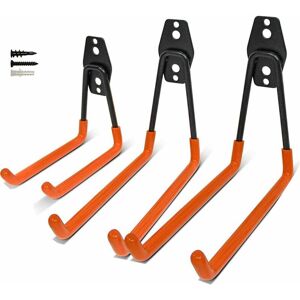 NORCKS Garage Storage Hooks 3PCS Heavy Duty Wall Mount Hooks Shovel Holders for Organise Power Tools,shed,Ladders,Bike, Bicycle and Bulk Items - Orange