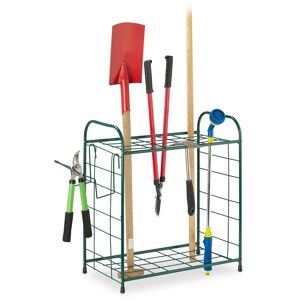 Relaxdays - Garden Tool Rack, Outdoor Storage for Gardening Utensils, Yard Organiser, Garage Shelf, hwd: 68x80x35cm, Green