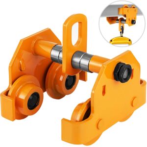 0.5T Push Beam Trolley 1100LBS Capacity Adjustable Width and Inclination Push Travel Girder for i Beam Flange 2.5''-5.5'' - Vevor