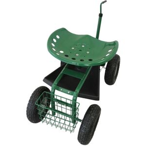 MONSTER SHOP Wheeled Garden Cart Seat Heavy Duty Swivel Mobile Tool Tray