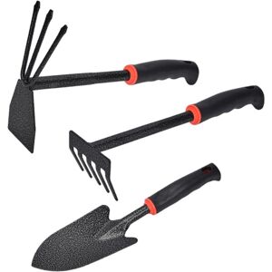 MEMKEY Garden Tool Set, 3 Piece Garden Tool Set, Garden Tool Sets, Hand Hoe, Hand Rake, Small Garden Shovel, for Loosening Soil, Weeding, Transplanting