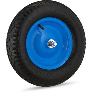 Relaxdays - Set of 2 Wheelbarrow Tyres 4.80 4.00-8, Pneumatic Spare Wheel, with Axle, Max. 120 kg, Rubber, Black/Blue