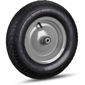 Relaxdays - Set of 2 Wheelbarrow Wheels 4.80 4.00-8, Pneumatic, Steel, 3 Adaptors, Spare Tyre, 120kg Capacity, Black/Grey