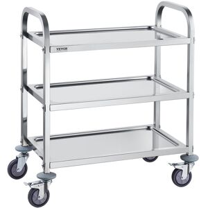 Mophorn - vevor Stainless Steel Cart, 3 Layers Lab Utility Cart 400 lbs Weight Capacity, Medical Cart with Lockable Universal Wheels, for Lab,