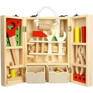 HÉLOISE Wooden Tool Toy Child Construction Set 35 Pcs Carpenter Tool diy Education Toys 4 Years Old and Up
