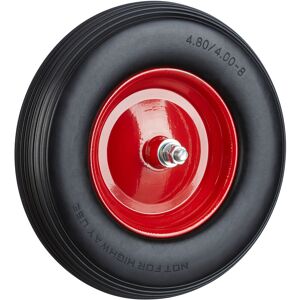 Relaxdays Solid Rubber Wheelbarrow Tyre with Axle, 4.80 4.00-8 Spare Tire, 100 kg Capacity, Flat-Free, Black-Red Relaxdays Solid Rubber Wheelbarrow Tyre with Axle, 4.80 4.00-8 Spare Tire, 100 kg Capacity, Flat-Free, Black-Red