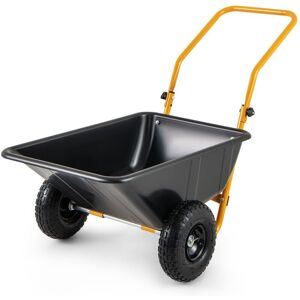 Costway - Dual-Wheel Wheelbarrow Heavy-Duty Garden Utility Cart-Black Costway - Dual-Wheel Wheelbarrow Heavy-Duty Garden Utility Cart-Black