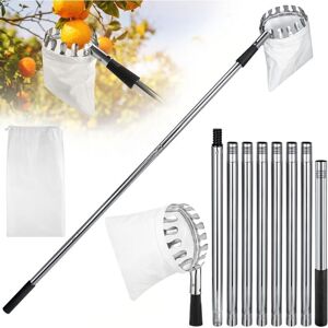 SNQ Fruit harvesting tool, apple grabber with stainless steel connecting pole and fabric bag, for oranges, lemons, apples, pears - 3.5m SNQ Fruit harvesting tool, apple grabber with stainless steel connecting pole and fabric bag, for oranges, lemons, apples, pears - 3.5m