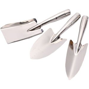 CSPARKV Gardening Tool Set, 3 Pieces Stainless Steel Garden Tools with Hand Shovel, Pointed Shovel, Hand Fork and Spade, Durable Gardening Tools for Men and CSPARKV Gardening Tool Set, 3 Pieces Stainless Steel Garden Tools with Hand Shovel, Pointed Shovel, Hand Fork and Spade, Durable Gardening Tools for Men and