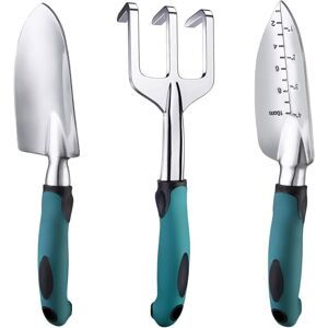 SNQ Gardening Tools, Three-Piece Heavy-Duty Cast Aluminum Gardening Tools with Rubberized Non-Slip Handles, Durable Garden Hand Tools, Garden Gifts SNQ Gardening Tools, Three-Piece Heavy-Duty Cast Aluminum Gardening Tools with Rubberized Non-Slip Handles, Durable Garden Hand Tools, Garden Gifts