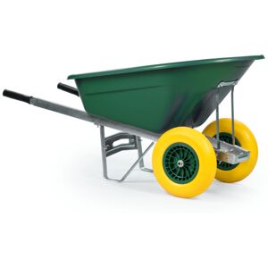 KCT - 160L xl Heavy Duty Twin WheelBarrow Green + Yellow Tyres KCT - 160L xl Heavy Duty Twin WheelBarrow Green + Yellow Tyres