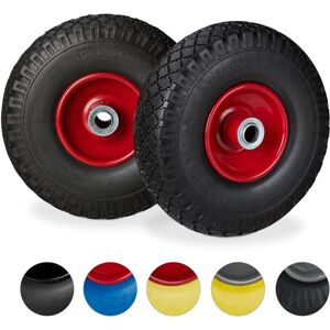 Relaxdays - Set of 8 Hand Truck Tyres, Non-Flat Solid Rubber Wheels, 3.00-4", 20mm Axle, 100 kg, 260x85mm, Black/Red Relaxdays - Set of 8 Hand Truck Tyres, Non-Flat Solid Rubber Wheels, 3.00-4", 20mm Axle, 100 kg, 260x85mm, Black/Red