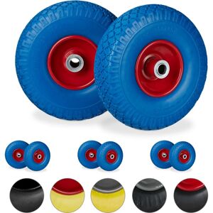 Set of 8 Relaxdays Hand Truck Tyres, Non-Flat Solid Rubber Wheels, 3.00-4”, 20mm Axle, 100 kg, 260x85mm, Blue/Red Set of 8 Relaxdays Hand Truck Tyres, Non-Flat Solid Rubber Wheels, 3.00-4”, 20mm Axle, 100 kg, 260x85mm, Blue/Red