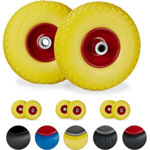 Set of 8 Relaxdays Hand Truck Tyres, Non-Flat Solid Rubber Wheels, 3.00-4”, 20mm Axle, 100 kg, 260x85mm, Yellow/Red Set of 8 Relaxdays Hand Truck Tyres, Non-Flat Solid Rubber Wheels, 3.00-4”, 20mm Axle, 100 kg, 260x85mm, Yellow/Red