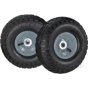 Relaxdays Set of 8 Wheelbarrow Tyres, 4.1/3.5-4, Pneumatic Spare Wheel, 16 mm Axle, Supports up to 136 kg, Black/Grey Relaxdays Set of 8 Wheelbarrow Tyres, 4.1/3.5-4, Pneumatic Spare Wheel, 16 mm Axle, Supports up to 136 kg, Black/Grey