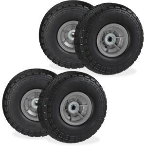 Set of 4 Relaxdays Wheelbarrow Tyres, Puncture-Proof Solid Rubber, 4.1/3.5-4, 16 mm Axle, Spare Wheel, Black/Grey Set of 4 Relaxdays Wheelbarrow Tyres, Puncture-Proof Solid Rubber, 4.1/3.5-4, 16 mm Axle, Spare Wheel, Black/Grey