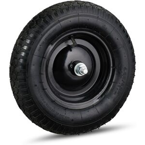 Relaxdays 4.80 4.00-8 Wheelbarrow Tyre, Pneumatic Spare Wheel with Steel Rim and Valve, Capacity to 120 kg, Black Relaxdays 4.80 4.00-8 Wheelbarrow Tyre, Pneumatic Spare Wheel with Steel Rim and Valve, Capacity to 120 kg, Black