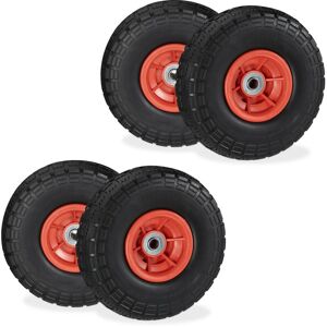 Relaxdays Wheelbarrow Tyres, Set of 4, Puncture-Proof Rubber, 4.1/3.5-4", up to 150 kg, 260x85 mm, Spare Wheel, Red Relaxdays Wheelbarrow Tyres, Set of 4, Puncture-Proof Rubber, 4.1/3.5-4", up to 150 kg, 260x85 mm, Spare Wheel, Red
