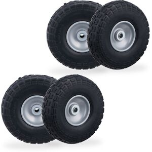 Relaxdays - Wheelbarrow Tyres, Set of 4, Puncture-Proof Rubber, 4.1/3.5-4', up to 150kg, 260x85mm, Spare Wheel, Black/Grey Relaxdays - Wheelbarrow Tyres, Set of 4, Puncture-Proof Rubber, 4.1/3.5-4', up to 150kg, 260x85mm, Spare Wheel, Black/Grey
